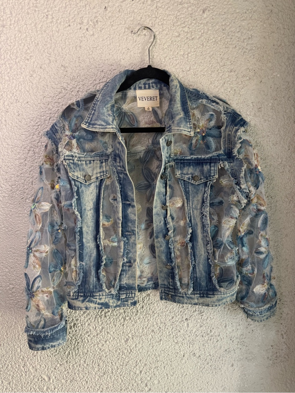 Boutique Organza 3D Embroidered Denim Glower Jacket - Picture 4 of 6